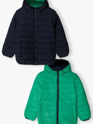 Dwustronna pikowana kurtka dla dziecka - zielono granatowa 5.10.15.