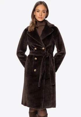 Dwustronny damski płaszcz z wiązaniem ciemny brąz Wittchen