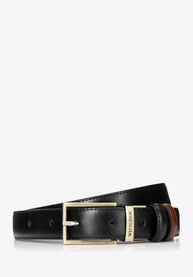 Dwustronny pasek męski ze skóry naturalnej czarno - brązowy Wittchen