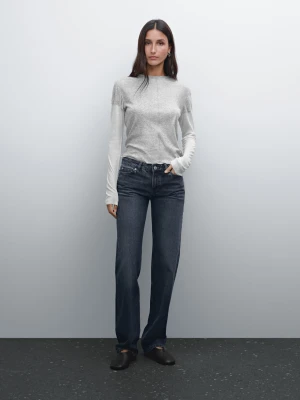Dwuwarstwowa Koszulka Z Mieszanki Bawełny - Szary Pop - - Massimo Dutti - Kobieta