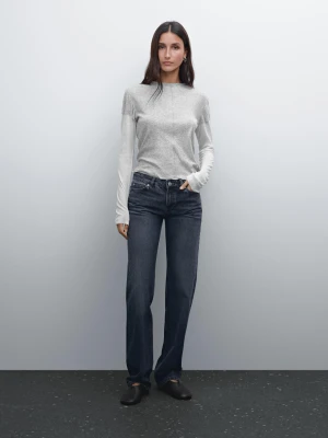 Dwuwarstwowa Koszulka Z Mieszanki Bawełny - Szary Pop - - Massimo Dutti - Kobieta