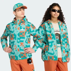 Dwuwarstwowa kurtka przeciwdeszczowa adidas Minecraft Terrex CLIMAPROOF niebieski