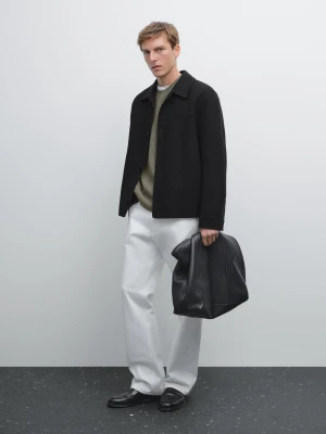 Dwuwarstwowa Kurtka Wełniana - Granatowy - - Massimo Dutti - Mężczyzna