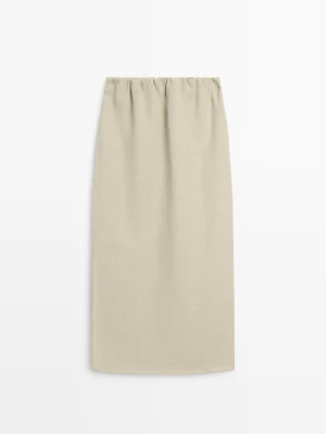 Dwuwarstwowa Spódnica Midi - Studio - Jansy Khaki - Massimo Dutti - Female