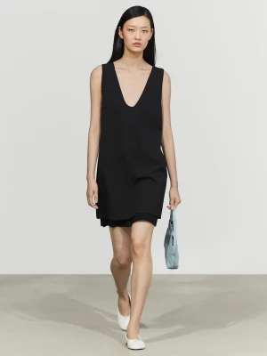 Dwuwarstwowa Sukienka Mini - Czarny - Massimo Dutti - Female
