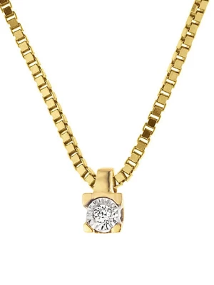 DYAMANT Złoty naszyjnik z diamentową zawieszką - dł. 42 cm rozmiar: onesize
