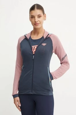 Dynafit bluza sportowa Speed Polartec kolor niebieski z kapturem wzorzysta 08.0000071495