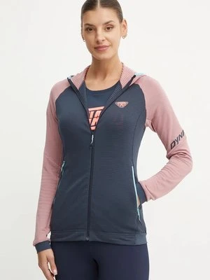 Dynafit bluza sportowa Speed Polartec kolor niebieski z kapturem wzorzysta 08.0000071495