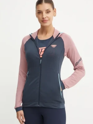 Dynafit bluza sportowa Speed Polartec kolor niebieski z kapturem wzorzysta 08.0000071495