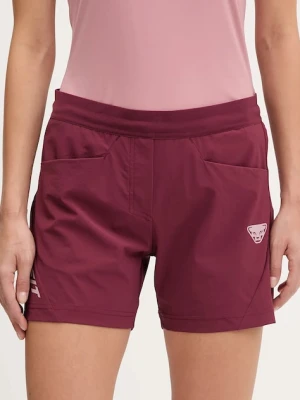 Dynafit szorty outdoorowe Transalper damskie kolor bordowy gładkie high waist 08.0000071185