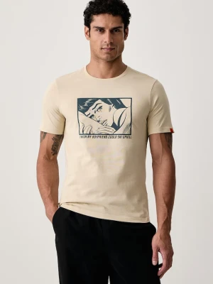 Dynafit T-shirt sportowy męski bawełniany GRAPHIC beżowy