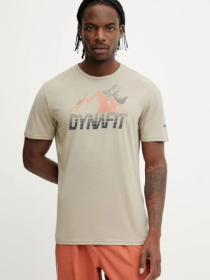 Dynafit t-shirt sportowy Transalper męski kolor beżowy wzorzysty 08.0000071884