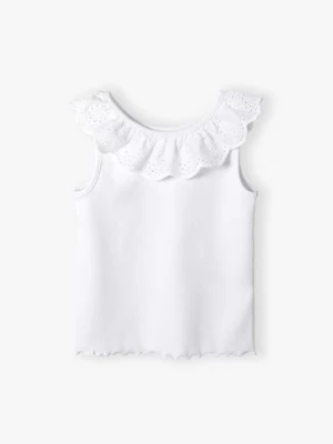 Dzianinowa biała bluzka z falbanką - Max&Mia Max & Mia by 5.10.15.