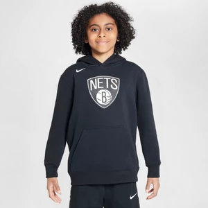 Dzianinowa bluza z kapturem dla dużych dzieci Brooklyn Nets Nike NBA - Czerń