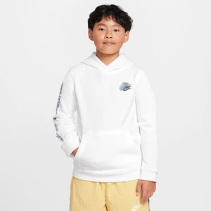 Dzianinowa bluza z kapturem dla dużych dzieci (chłopców) Nike Sportswear Standard Issue - Biel