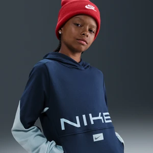 Dzianinowa bluza z kapturem dla dużych dzieci Dri-FIT Nike Multi - Niebieski