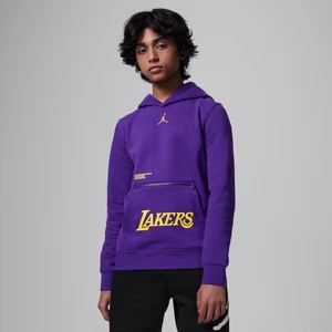 Dzianinowa bluza z kapturem dla dużych dzieci Jordan NBA Los Angeles Lakers Courtside Statement Edition - Fiolet