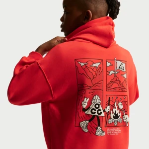 Dzianinowa bluza z kapturem dla dużych dzieci Nike ACG Chippie - Czerwony