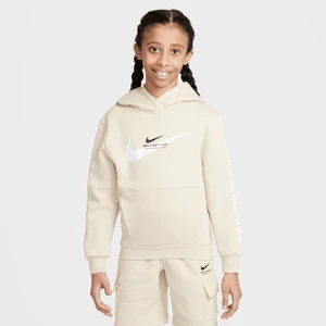 Dzianinowa bluza z kapturem dla dużych dzieci Nike - Brązowy