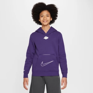 Dzianinowa bluza z kapturem dla dużych dzieci Nike NBA Los Angeles Lakers Courtside City Edition - Fiolet