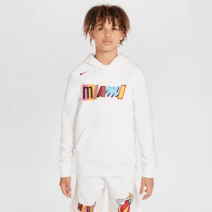 Dzianinowa bluza z kapturem dla dużych dzieci Nike NBA Miami Heat City Edition - Biel