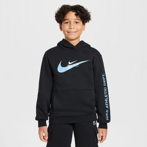 Dzianinowa bluza z kapturem dla dużych dzieci Nike Sportswear - Czerń