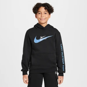 Dzianinowa bluza z kapturem dla dużych dzieci Nike Sportswear - Czerń