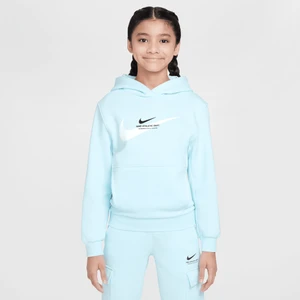 Dzianinowa bluza z kapturem dla dużych dzieci Nike Sportswear - Niebieski
