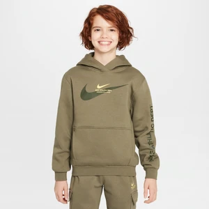 Dzianinowa bluza z kapturem dla dużych dzieci Nike Sportswear - Zieleń