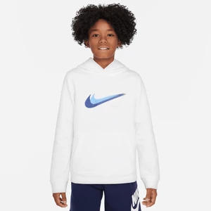 Dzianinowa bluza z kapturem i grafiką dla dużych dzieci (chłopców) Nike Sportswear - Biel