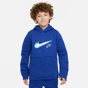 Dzianinowa bluza z kapturem i grafiką dla dużych dzieci (chłopców) Nike Sportswear - Niebieski