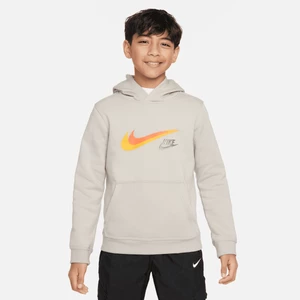 Dzianinowa bluza z kapturem i grafiką dla dużych dzieci (chłopców) Nike Sportswear - Szary