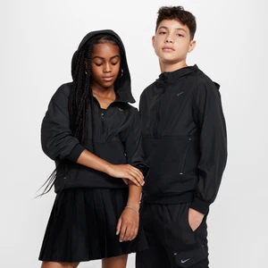 Dzianinowa bluza z kapturem i zamkiem 1/2 dla dużych dzieci Nike City Utility EasyOn - Czerń