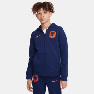 Dzianinowa bluza z kapturem i zamkiem na całej długości dla dużych dzieci (chłopców) Holandia - Niebieski Nike