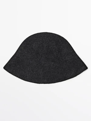 Dzianinowa Czapka Typu Bucket - Szary Antracytowy - Massimo Dutti - Female
