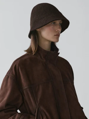 Dzianinowa Czapka Z Mieszanki Wełny - Brązowy - - Massimo Dutti - Kobieta