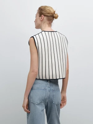 Dzianinowa Kamizelka W Paski Z Wiązaniami - Surowy - - Massimo Dutti - Kobieta