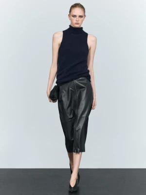 Dzianinowy Top Z Golfem - Ciemnoniebieski - Massimo Dutti - Female
