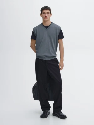 Dzianinowa Kamizelka Z Mieszanki Bawełny - Błękit Królewski - - Massimo Dutti - Mężczyzna