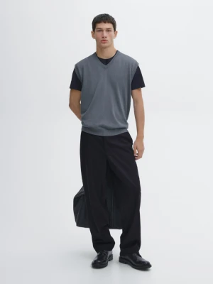 Dzianinowa Kamizelka Z Mieszanki Bawełny - Błękit Królewski - - Massimo Dutti - Mężczyzna