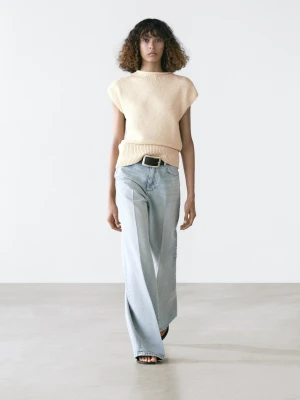 Dzianinowa Kamizelka Z Mieszanki Bawełny - Surowy - - Massimo Dutti - Kobieta