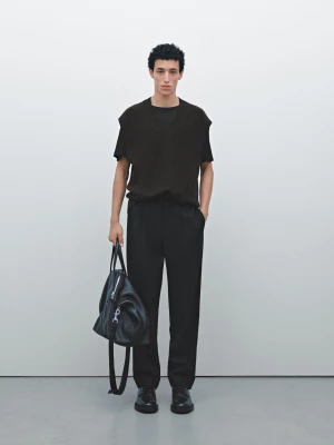 Zdjęcie produktu Dzianinowa Kamizelka Z Mieszanki Wełny − Limited Edition - Brązowy - - Massimo Dutti - Mężczyzna