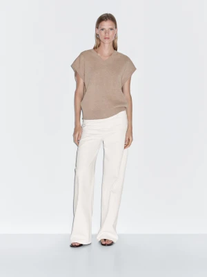 Dzianinowa Kamizelka Z Mieszanki Wełny - Norkowy - - Massimo Dutti - Kobieta