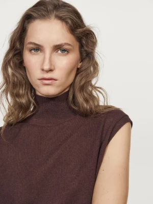 Dzianinowa Kamizelka Ze 100% Kaszmiru - Bordowy - - Massimo Dutti - Kobieta