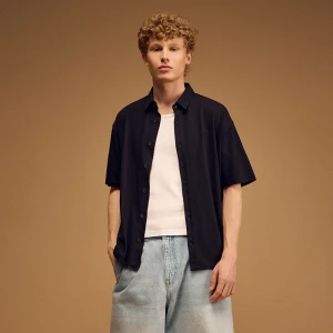 Dzianinowa koszula z krótkim rękawem czarna House