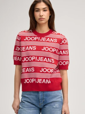 Dzianinowa koszulka Karie w czerwono-białe wzory Joop