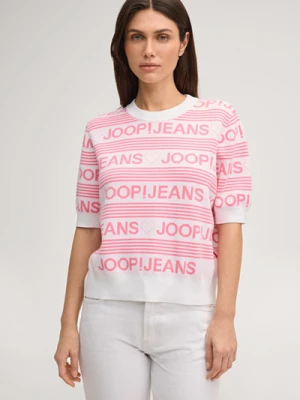 Dzianinowa koszulka Karie w różowo-białe wzory Joop