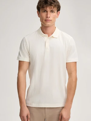 Dzianinowa koszulka polo Bianco w kolorze złamanej bieli Joop
