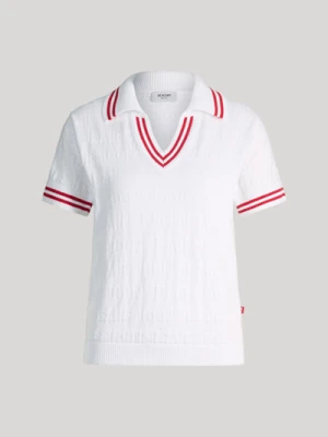 Dzianinowa koszulka polo Kalena w kolorze biało-czerwonym Joop