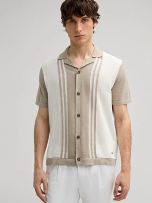 Dzianinowa koszulka polo Kamor w jasnobrązowe paski Joop